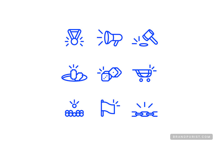 A set of simple icons matching the GivingWays logo designed for the website.