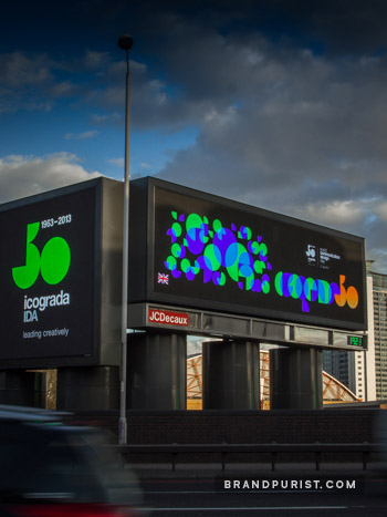 The ico-D / icograda artwork was displayed on multiple advertising spaces of JCDecaux along Cromwell Road.