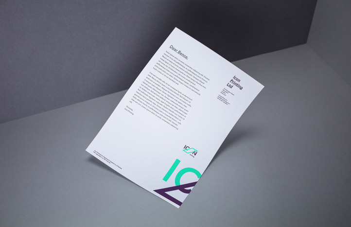 The letterhead and the rest of the stationery follows the same simplicity-driven design principles as the ICON Printing website.