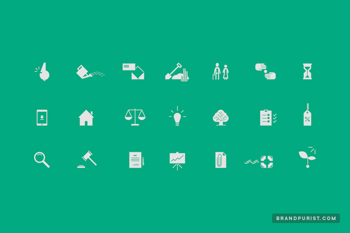 Iconography in a simple 2D style for Key Business Consultants.