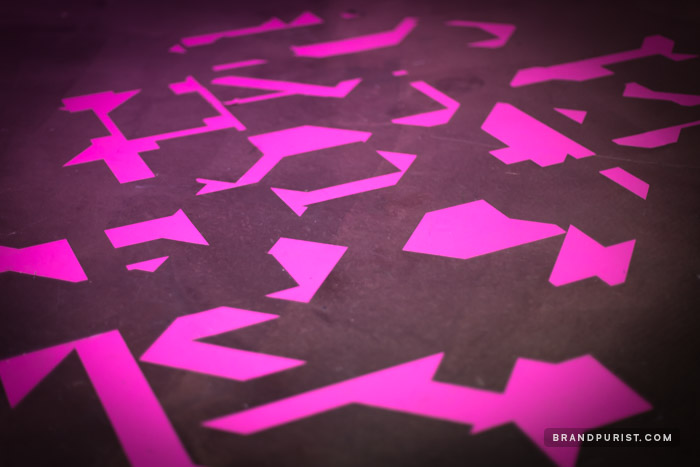 Neon pink shards as floor decoration at the YR Live launch event.