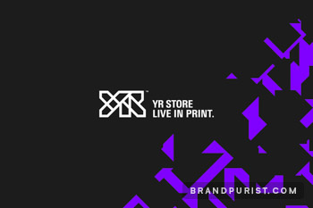 YR Store logo lockup with 'Live in Print' tagline on a striking black background.