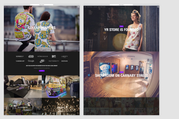 YR Store’s Collaborations and Brand Timeline pages highlighting significant partnerships and milestones on the website.