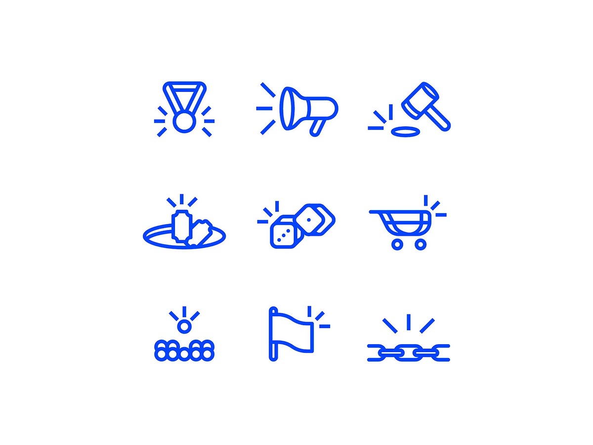 Eine Reihe simpler Icons, entworfen für GivingWays.
