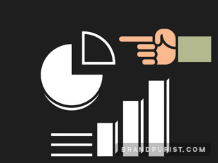 Illustration depicting a stylised hand pointing at a pie bar chart.