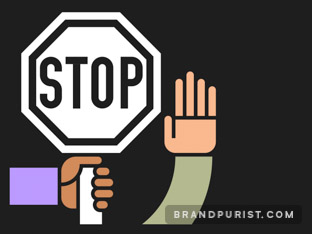 Illustration depicting a stylised hand holding a STOP sign.