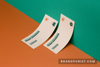 Compliment slips with minimalist illustrations and block typography designed for Aniseed PR.