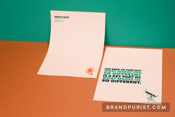 Printed letterhead featuring Aniseed PR’s logo, minimalist illustrations and bold typography.