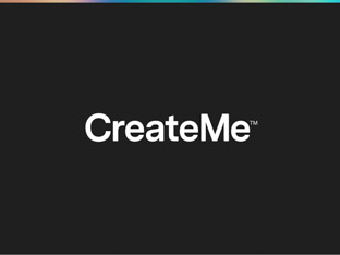 White CreateMe logo type on black background.