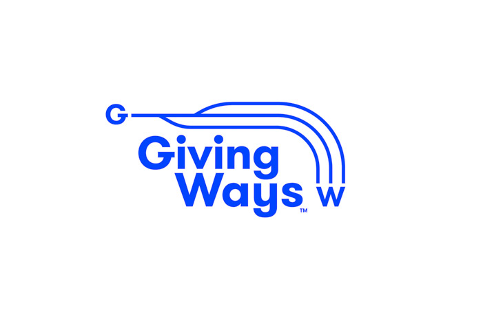 The letter G connecting to W, with lines overarching the GivingWays logotype.
