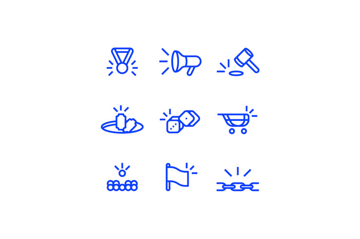 A set of simple icons matching the GivingWays logo designed for the website.