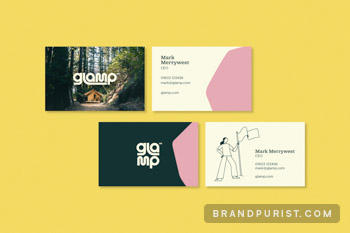 Business card designs tailored to the glampsite owner audience.