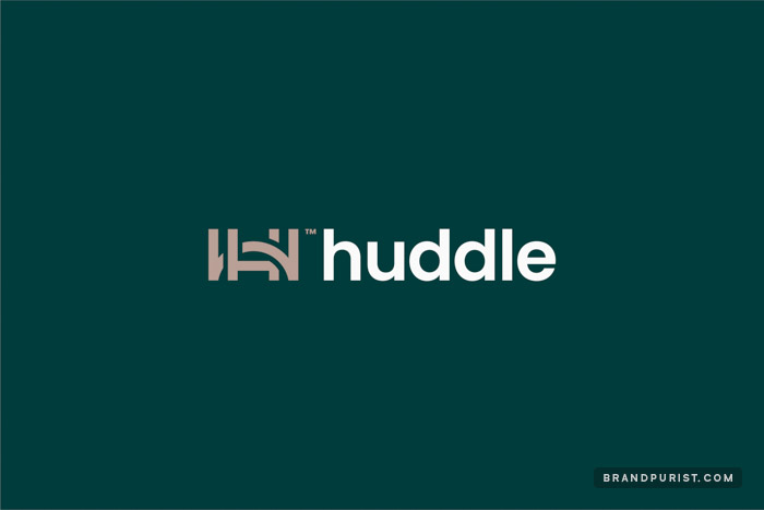 Huddle’s logo design on green background.