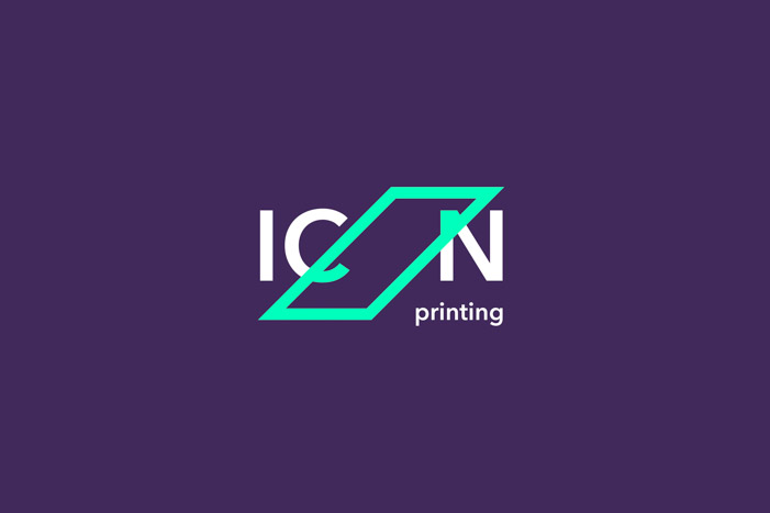 The ICON Printing logo mark was inspired by screen printing tools.
