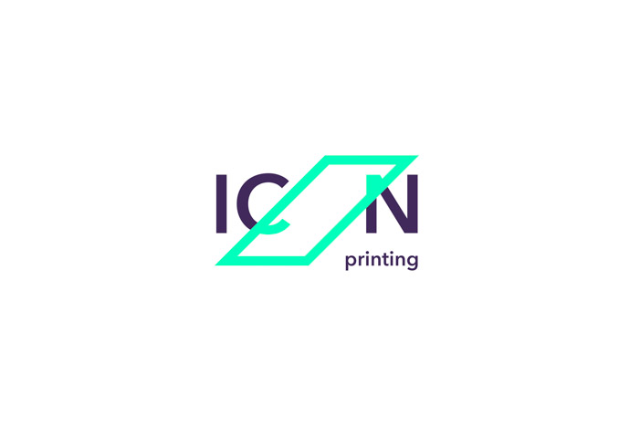 ICON Printing type mark features a diagonal rectangle replacing the letter O in the name.