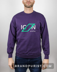ICON Printing logo on the front of a sweatshirt.