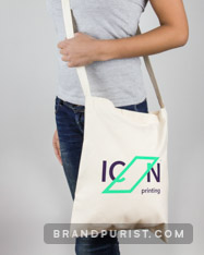 ICON Printing logo on a canvas tote bag.