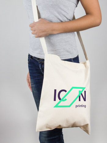 ICON Printing logo on a canvas tote bag.