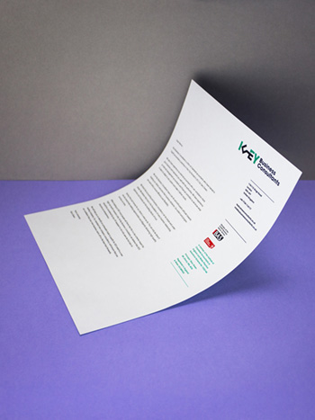Letterhead design based on a simple typographic style.