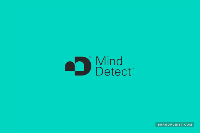 Minimalist recruitment agency logo design depicting simplified letters of M and D overlapping each other. Created by branding company Brand Purist for Mind Detect.