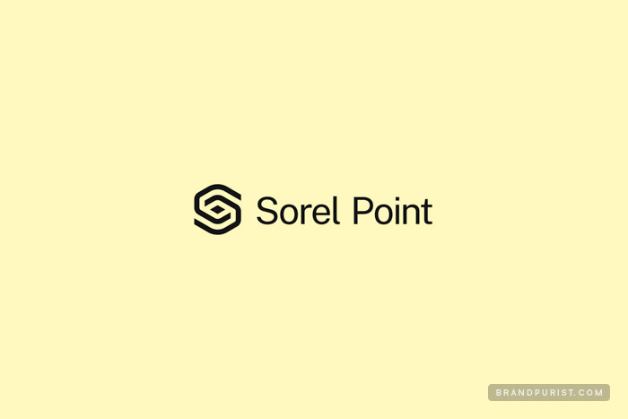 Sorel Point logo in black on yellow background.