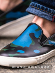 Men’s camouflage slip on shoes shot for URTA lookbook.