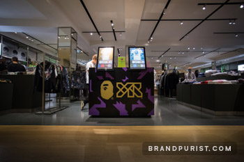 Customisation booth for YR x A Bathing Ape at Selfridges in London.