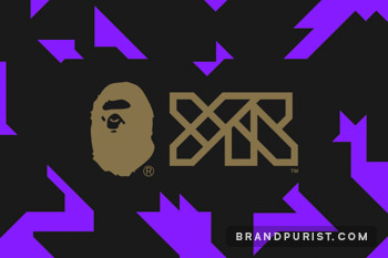 YR x BAPE collaborative logo lockup on YR’s shard pattern background.