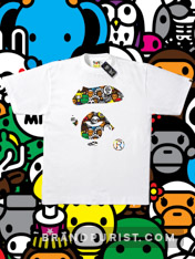 Comic book style animal pattern by A Bathing Ape on a t-shirt.