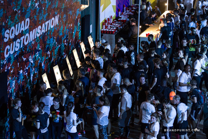 People queuing to create their customised running gear on YR’s devices at Nike’s event.