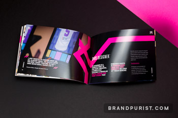 Booklet pages detailing the YR Designer interactive product.