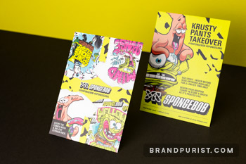 Flyers merging the styles of SpongeBob and YR Store designed for the collaboration.