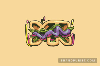 Krabby Patty version of the YR logo mark recreated in skateboard style KrustyPants illustration treatment.