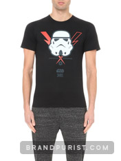 Black t-shirt with Stormtrooper and YR x Star Wars logo graphics.